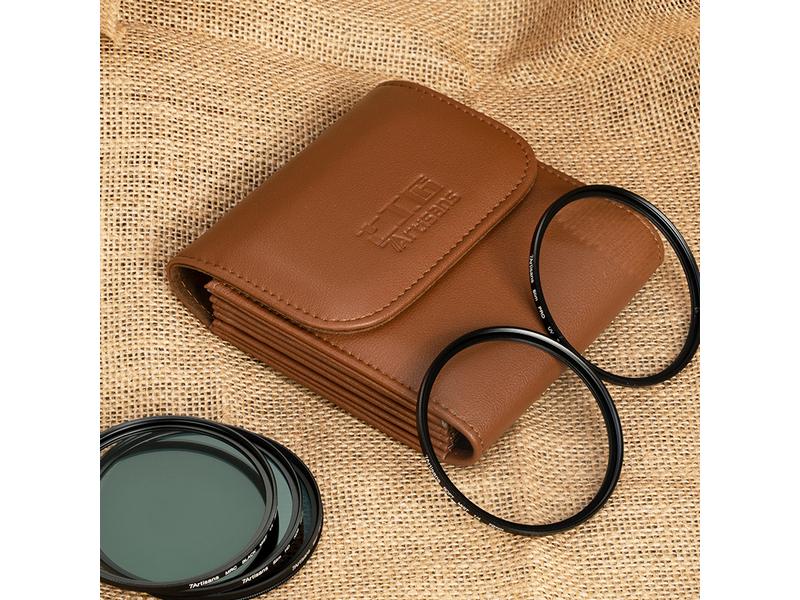 7Artisans Objektivfiltertasche Braun Tasche für fünf Rundfilter