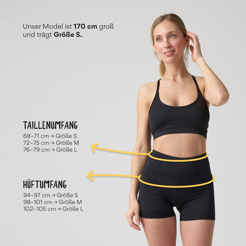 Sport Hot Pants aus recyceltem Polyester Schwarz