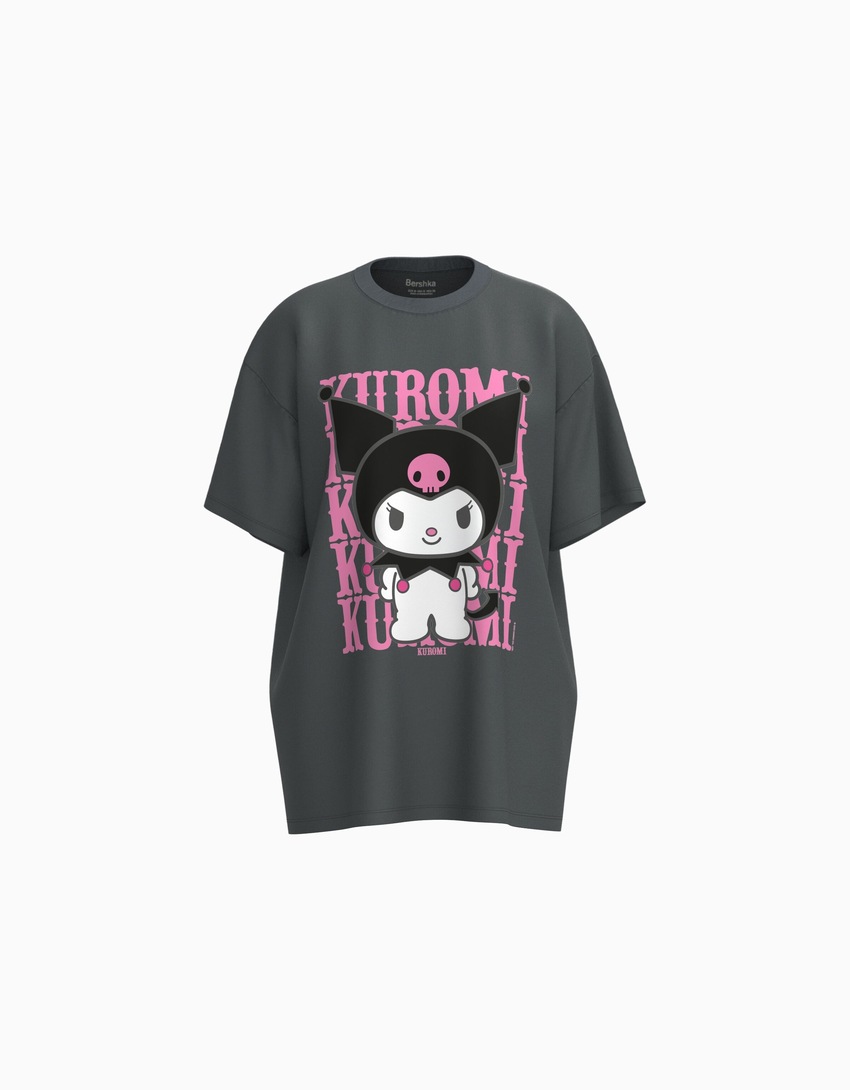 Camiseta oversized de manga curta com estampa Kuromi