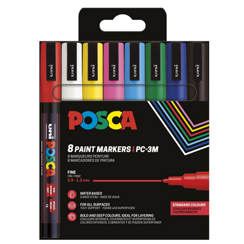 POSCA<br>Tusser POSCA PC-3M, 8-sæt