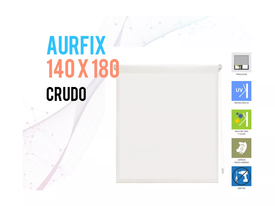 Store enrouleur Easyfix Polyester Translucide Crème 140 x 180