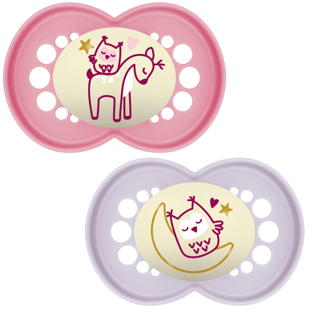MAM Pure Night Soother ab 6 Monaten, 2er-Pack, Rosa