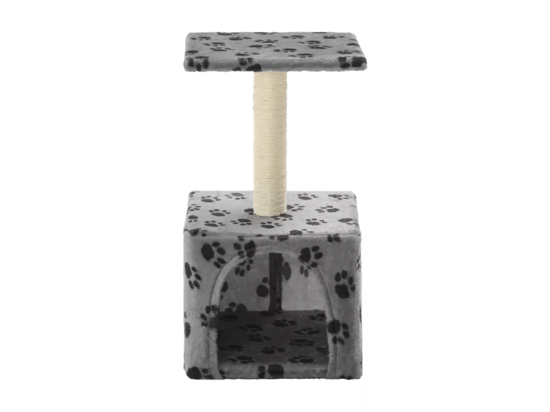 Arbre à chat avec griffoirs en sisal 55 cm Gris Motif de pattes