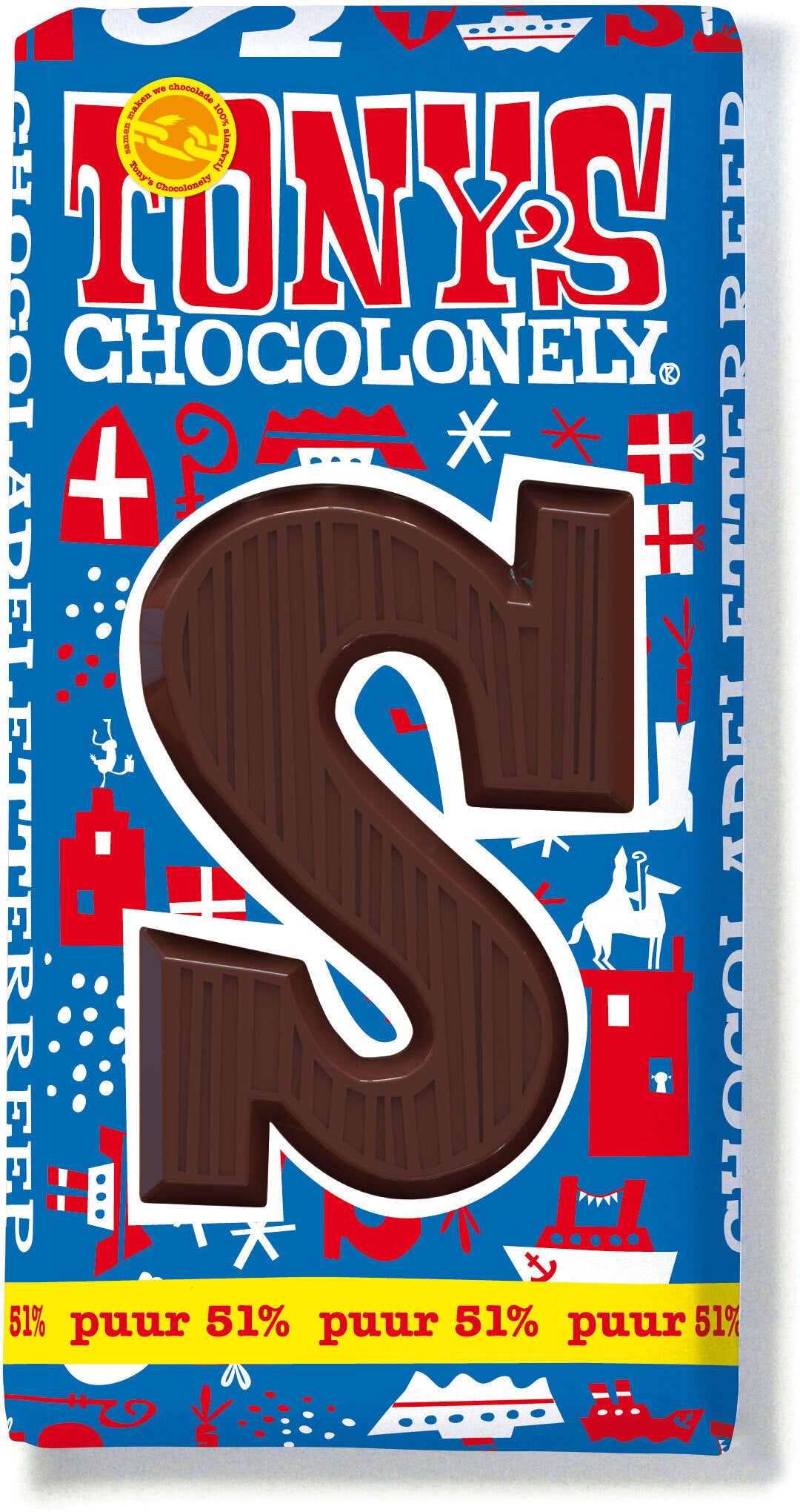 Tony's Chocolonely letterreep S puur 180 gr