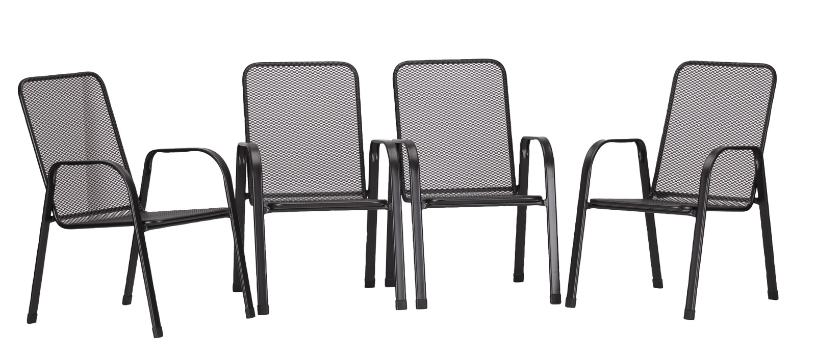 4-teiliges Stapelstuhl-Set - anthrazit - Stahlrohr