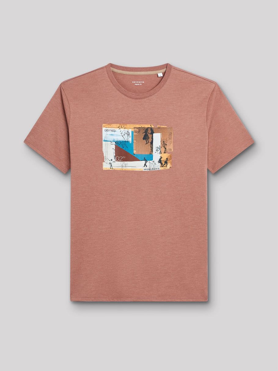 Tee-shirt col rond à motif sur poitrine