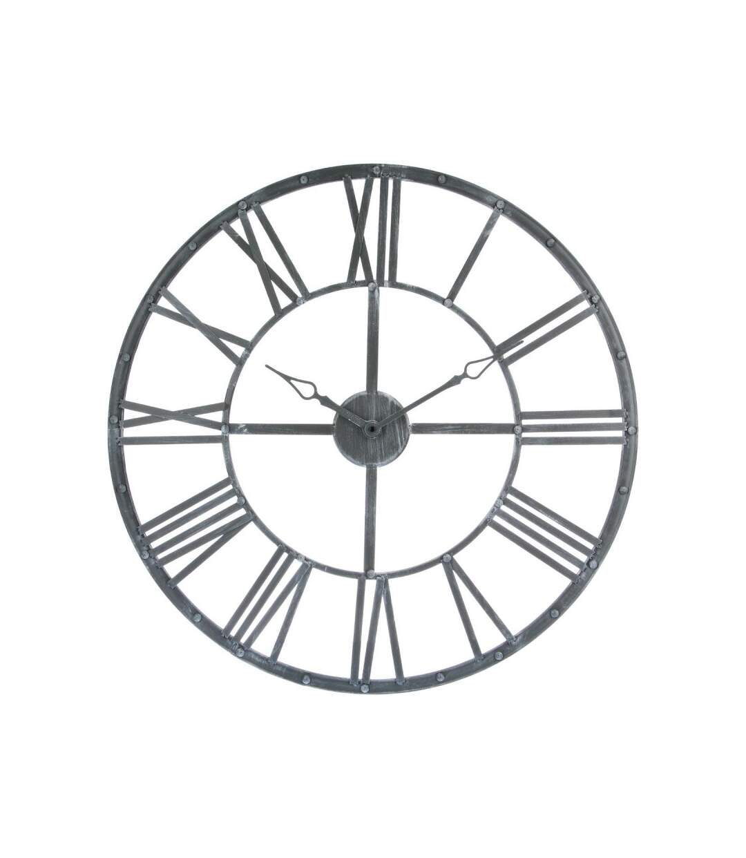 Pendule Murale Métal Vintage 70cm Gris