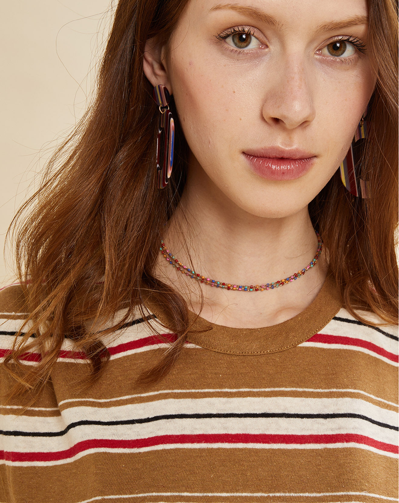 Chloé Stora T-Shirt en Lin & Coton Fanny camel