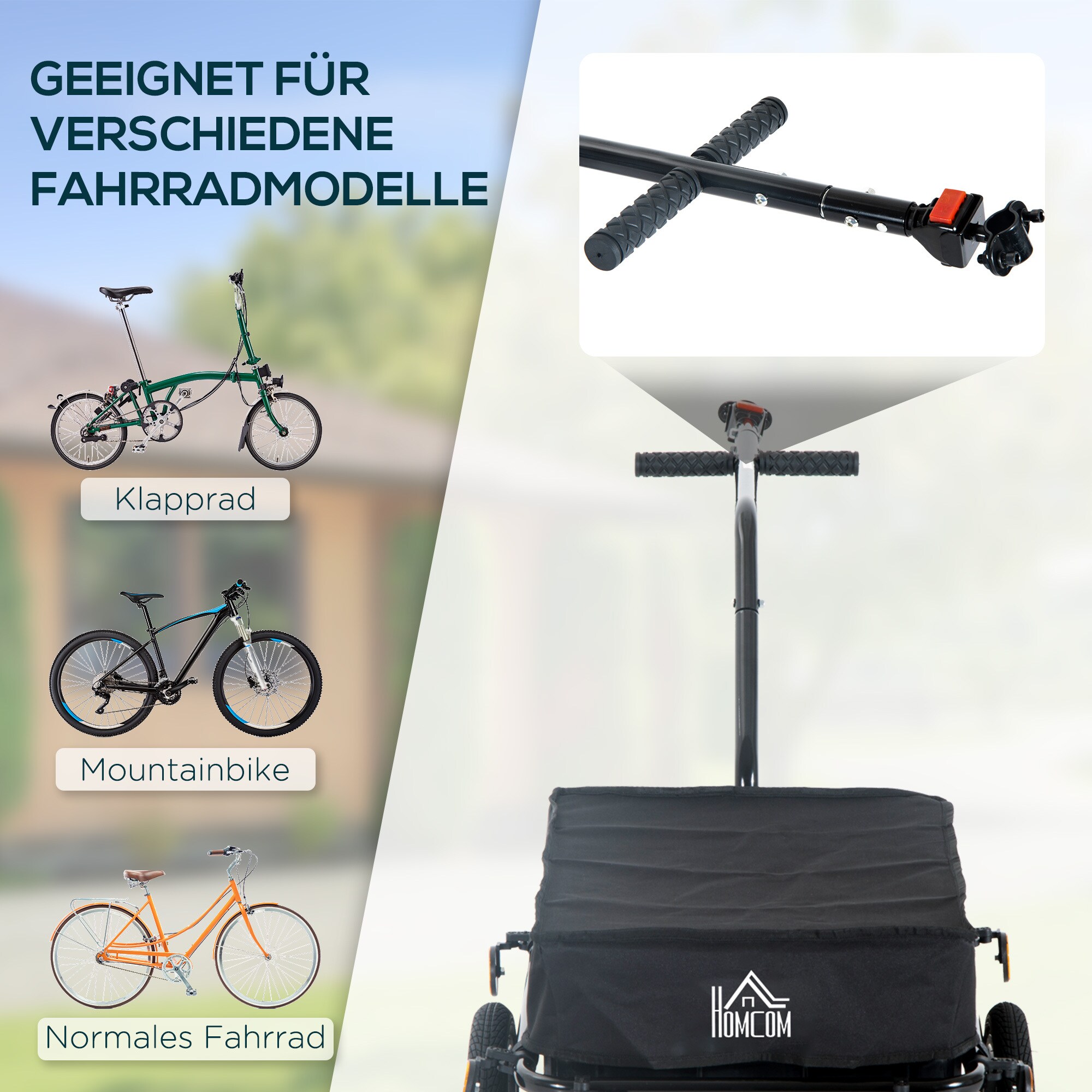 HOMCOM Lastenanhänger schwarz 144L x 59B x 80H cm