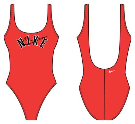 Maillot de Bain 1-Pièce Nike U-Back Rouge