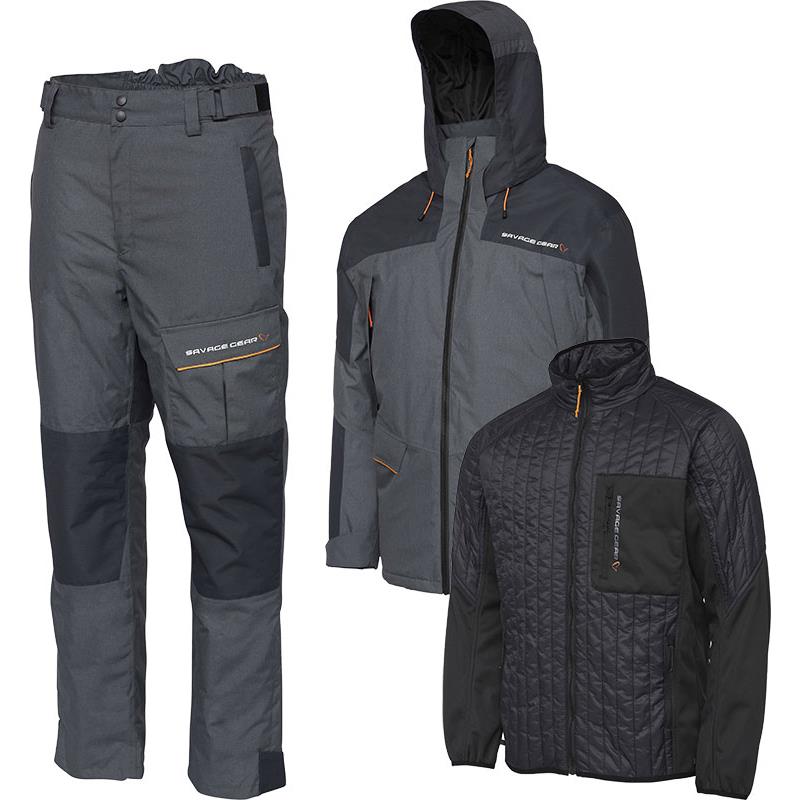 Ensemble Veste Et Salopette Savage Gear Thermo Guard 3-Piece Suit - Gris/Noir