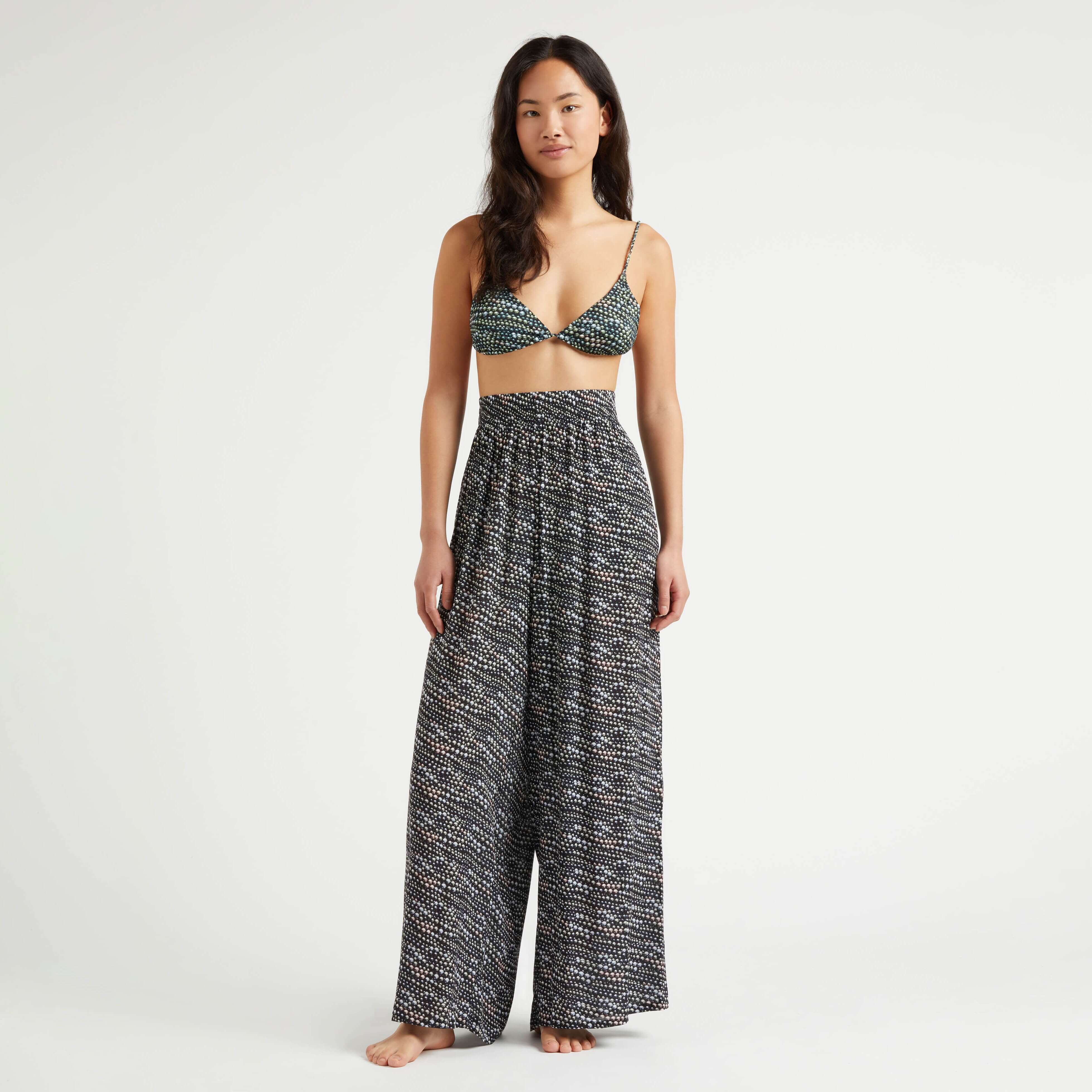 Pantalon Large en Viscose Femme Pearl