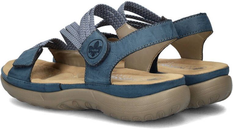Rieker Blauwe Comfort Sandaal met Klittenbandsluiting Blue Dames