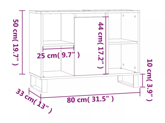 Armoire de salle de bain blanc 80x33x60 cm bois d'ingénierie