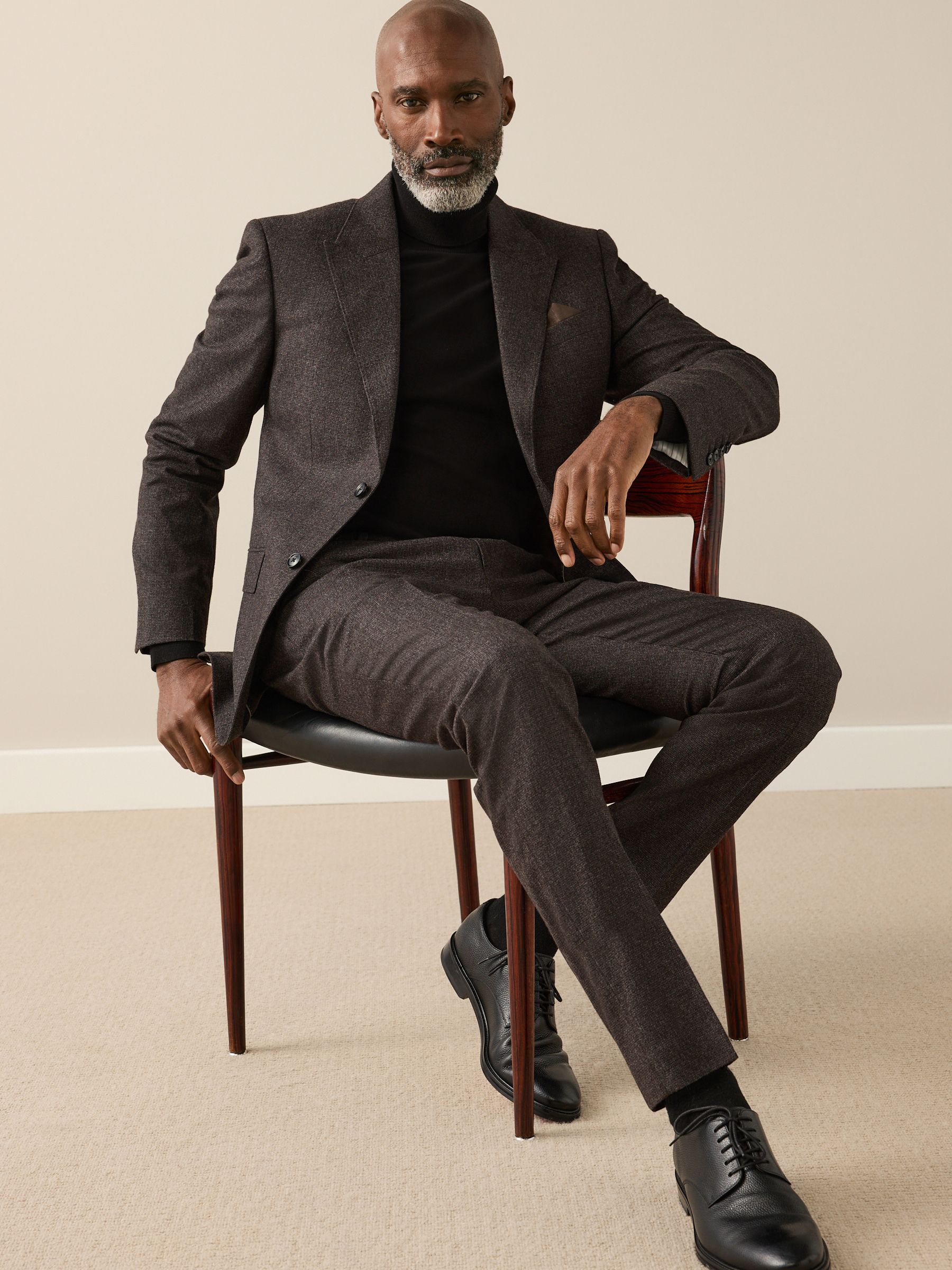 Bruin - Slim Fit Signature Cerruti Italian Wool Puppytooth Suit Jacket