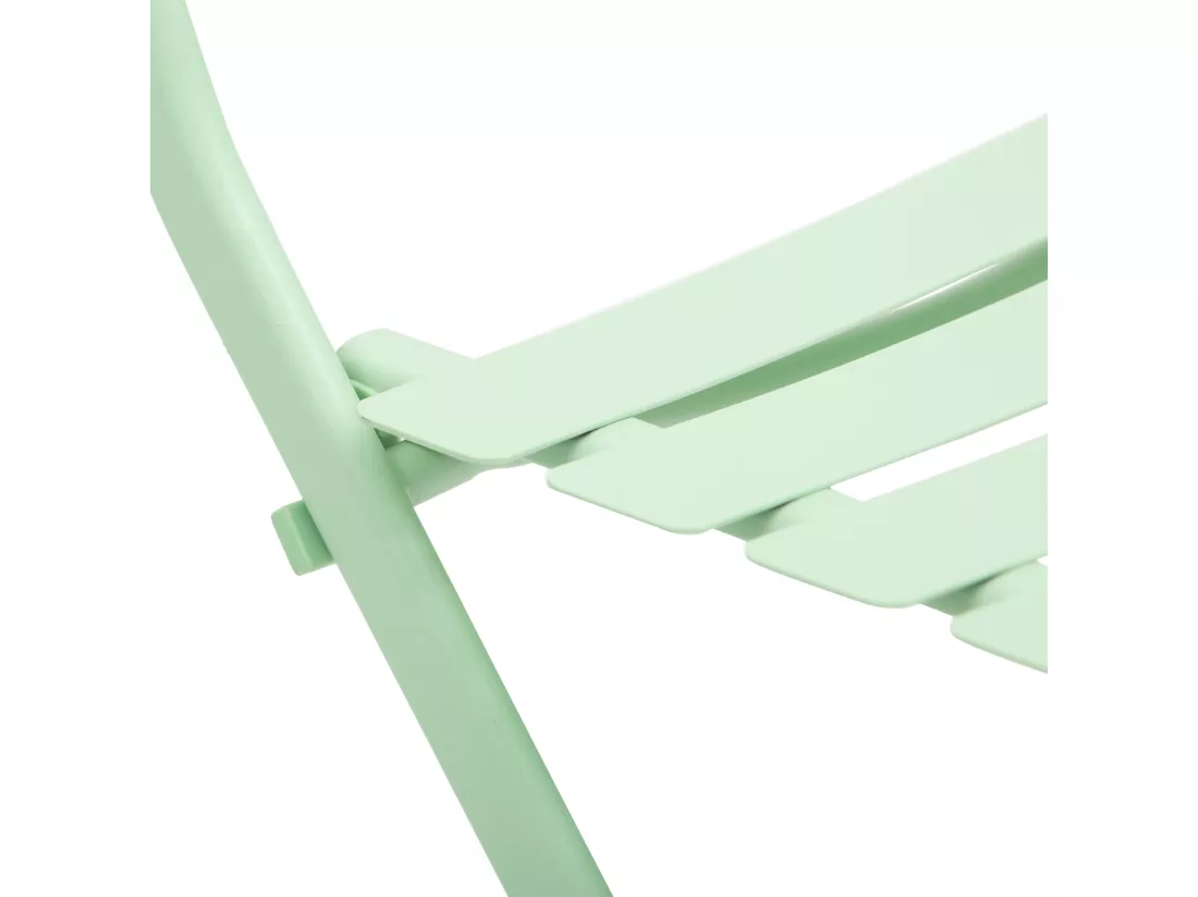 Salon de jardin bistro pliable - table carrée dim. 60L x 60l x 71H cm avec 2 chaises - métal thermolaqué vert d'eau