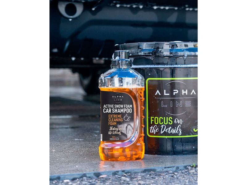 Alpha Line Car Shampoo ActiveSnowFoam, Flasche à 1 Liter Swiss Made, extreme Schaumentwicklung