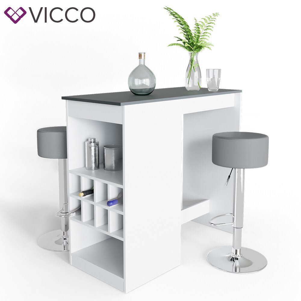 VICCO Bartisch ROSS Weiß Bartresen Stehtisch Tresentisch Bistrotisch Tisch inkl. Barhocker