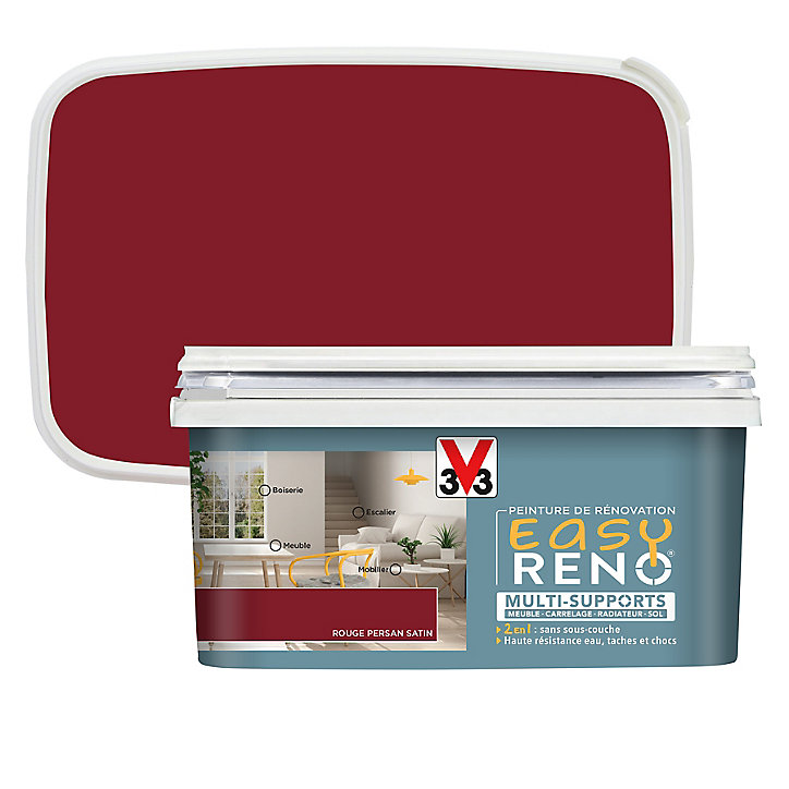 Peinture de rénovation multi-supports V33 Easy Reno rouge persan satin 2L