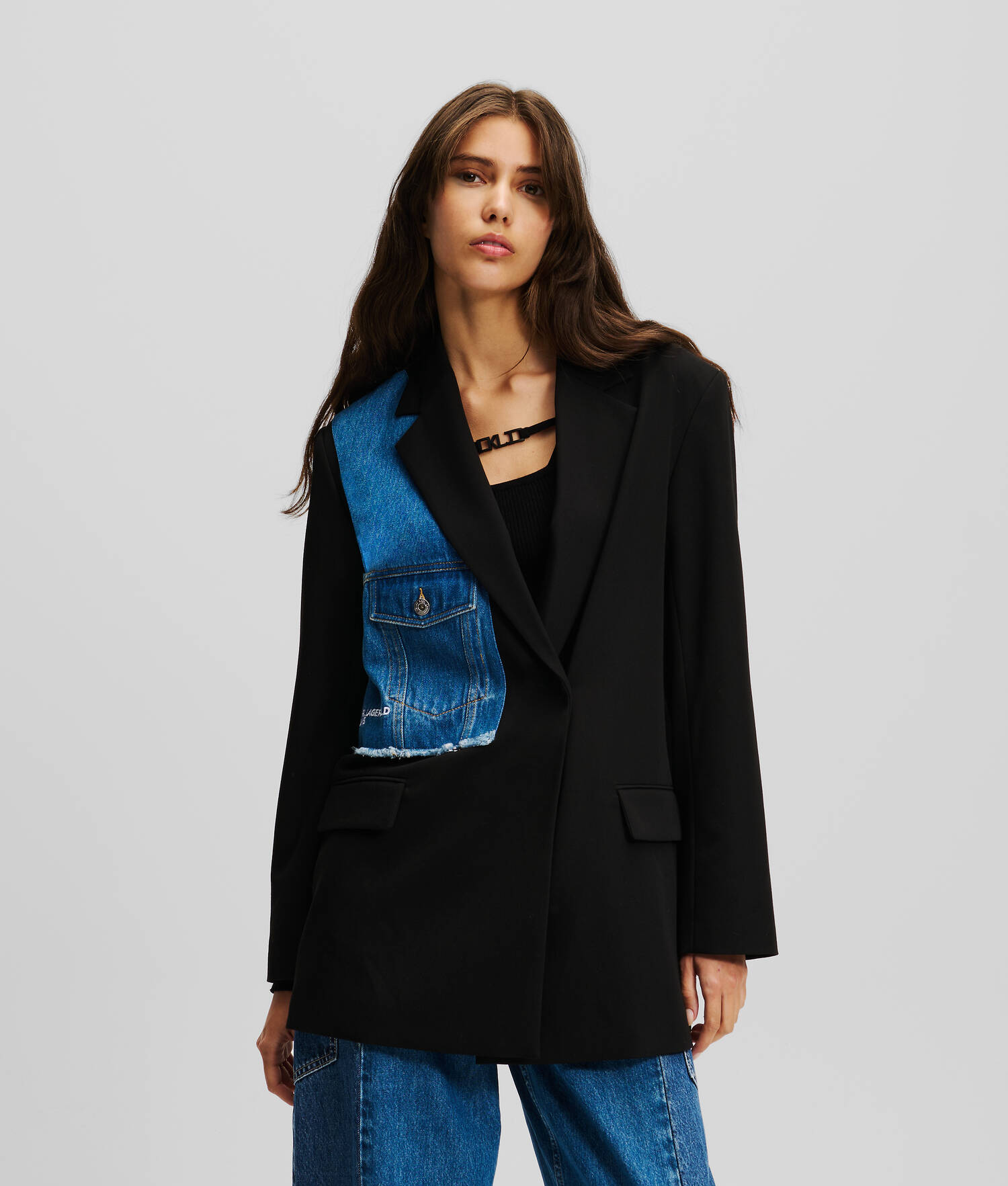 BLAZER KLJ EN MÉLANGE DE TISSUS