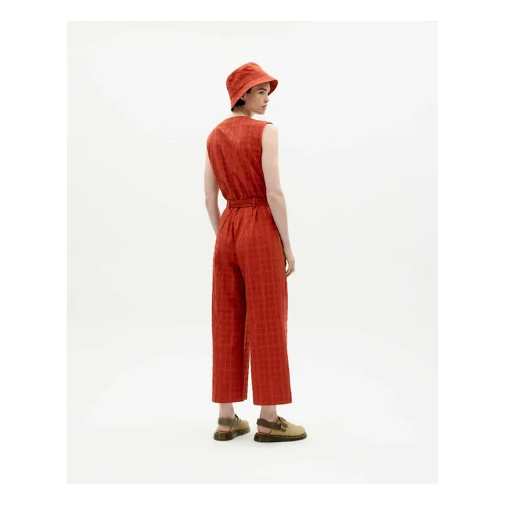 Thinking Mu Combinaison Winona Carreaux Coton Bio | Rouge brique