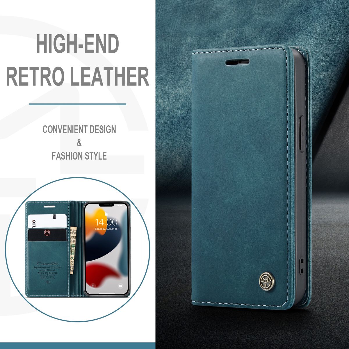 Hülle Handy Schutz für Apple iPhone 13 Case Flip Cover Tasche Etuis Bumper Blau