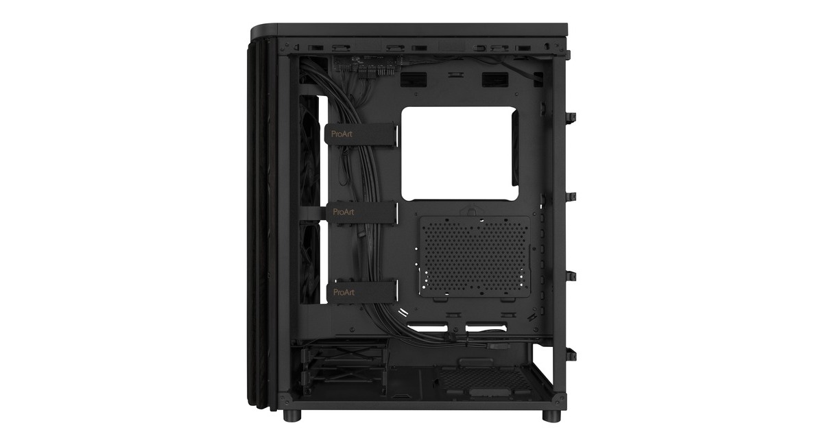 ASUSProArt PA401 Wood Edition - Tempered Glass Panel midi tower behuizing  (Zwart | 2x USB-A | 1x USB-C | Tempered Glass)