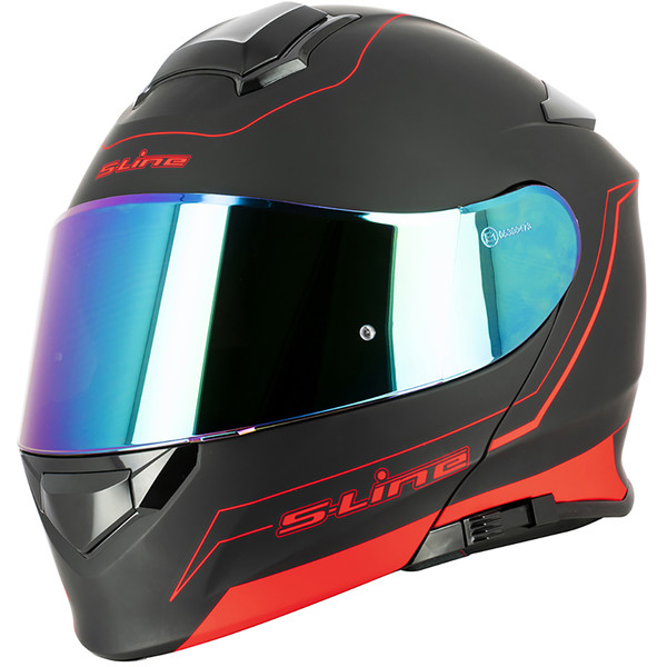 S-Line - Casque Dual Face S550 Noir Mat / Rouge Mat