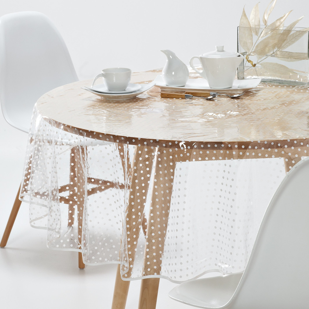 SO'HOME<br>Toalha de mesa em PVC transparente com estampa de bolinhas