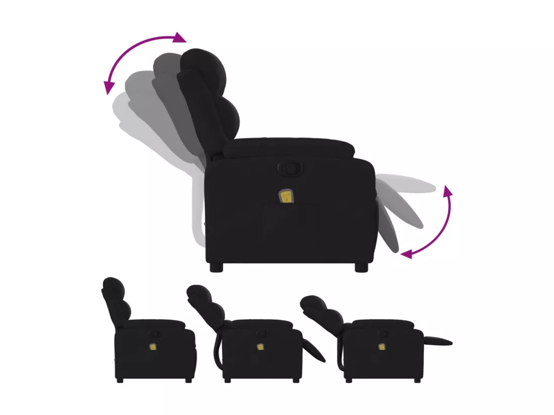 Fauteuil massant inclinable Noir Tissu