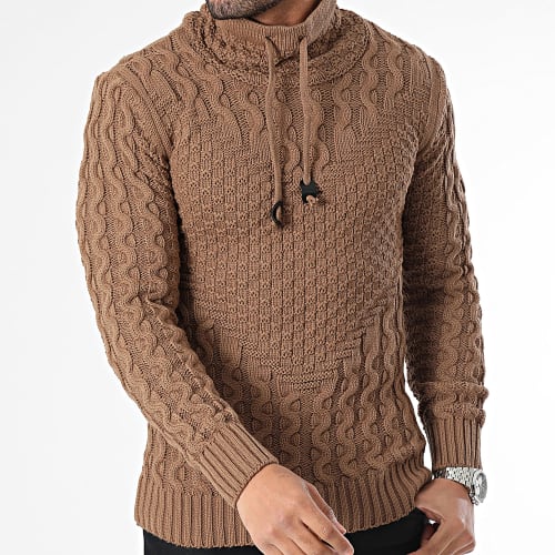 Pull Col Montant Marron