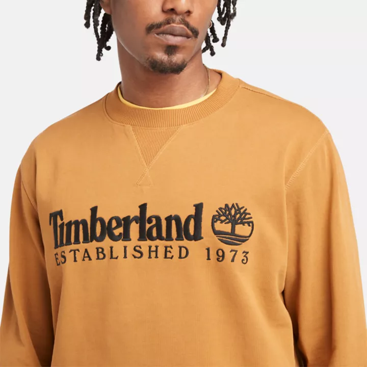 Sweat à col rond et logo Est. 1973 pour homme en jaune