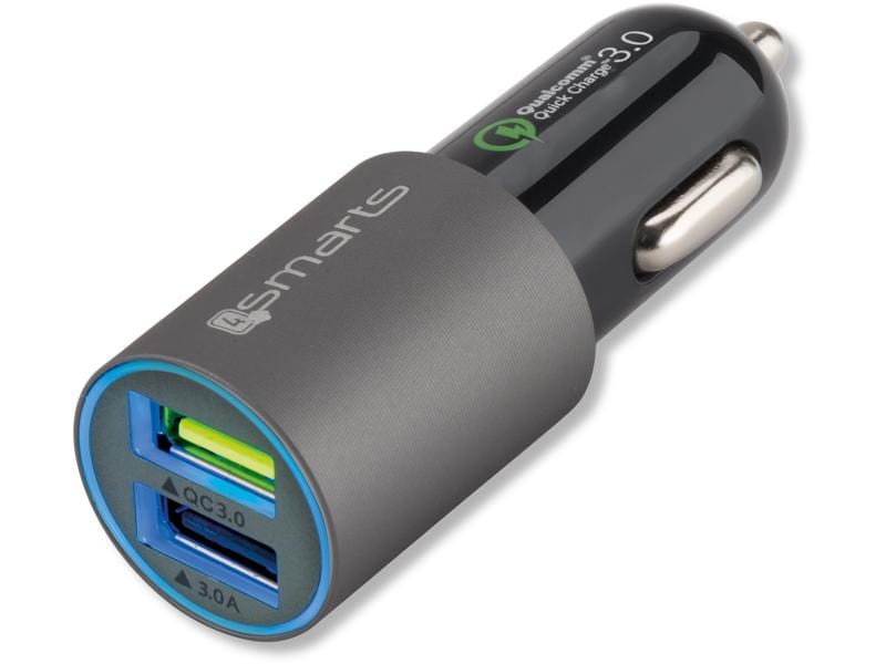4smarts Autoladegerät Rapid Quick Charge 3.0 KFZ-Adapter mit zwei USB-A Buchsen