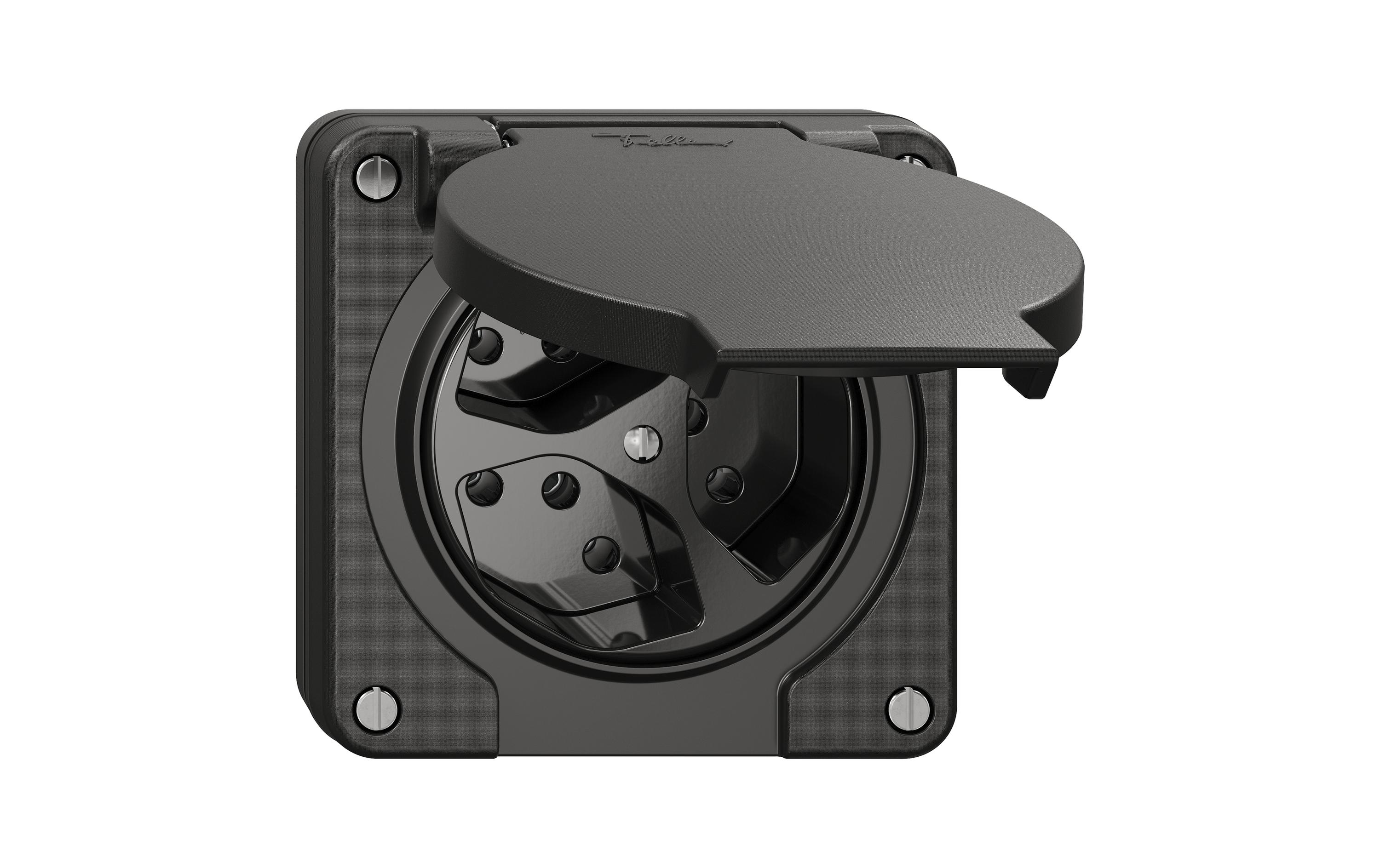 UP-Steckdosen NEVO 3x T13 IP21, Schwarz<br>Dreifach-Steckdose Typ 13 für die Unterputzmontage