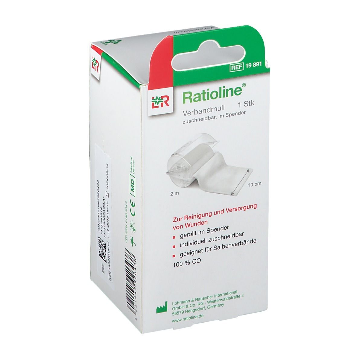 Ratioline® acute Verbandmull 10 cm x 2 m