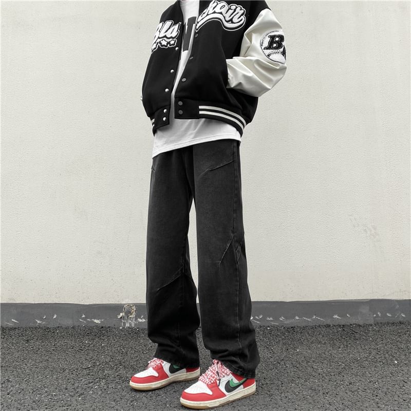 Plummie - Mid Rise Washed Straight Leg Jeans
