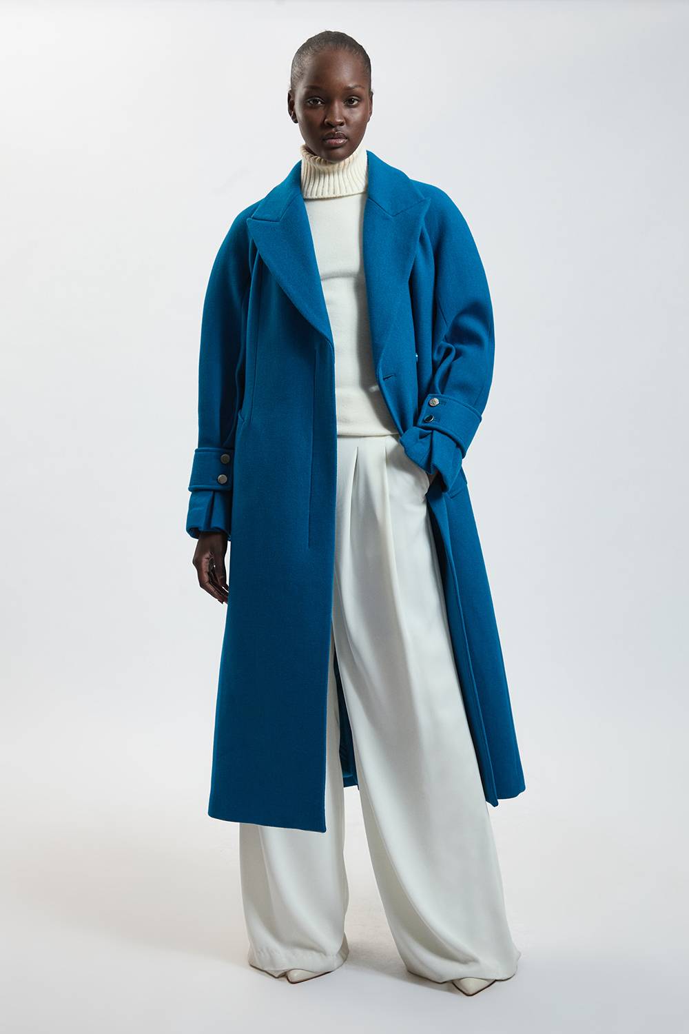 KarenMillen Manteau Trench Maxi En Laine Avec Ceinture