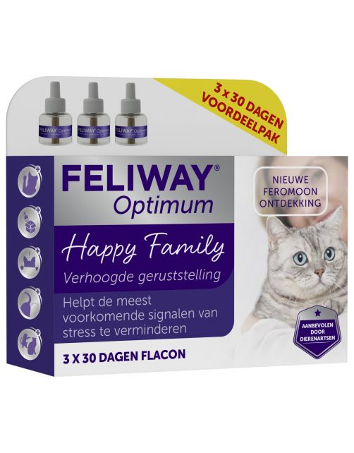 Feliway Optimum Navulling 3-Pack - Anti stressmiddel - 48 ml