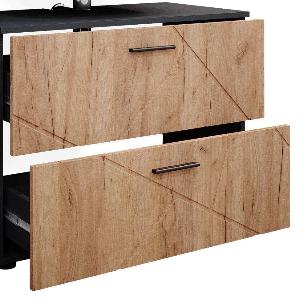 Vicco Badmöbelset Irma Anthrazit Eiche modern 80 cm 30 cm Badezimmerschrank Badschrank Badezimmermöbel Waschtischunterschrank Spiegelschrank Midischrank Schranktür Schrankfach Schrankschublade