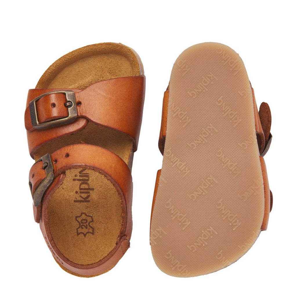 Kipling leren sandalen cognac