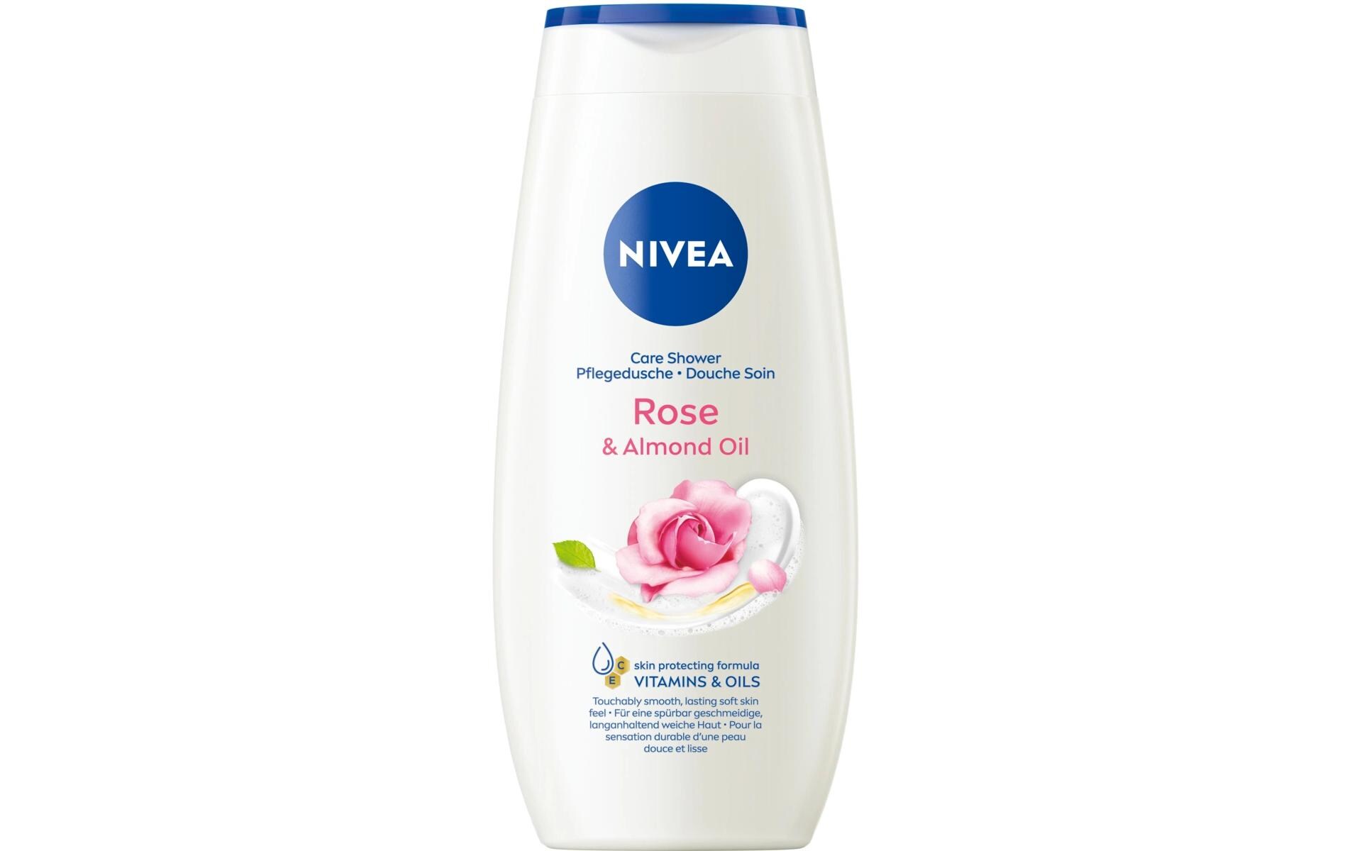 Pflegedusche Rose and Almond Oil 250 mlMilde Duschcreme mit Mandelöl pflegt die Haut und zarter Rosen-Duft verwöhnt die Sinne