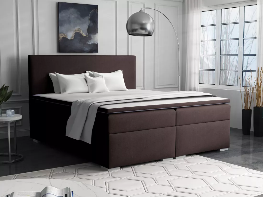 LIT BOXSPRING avec surmatelas Ennis 160x200 cm, Lux 13 (Brun foncé)