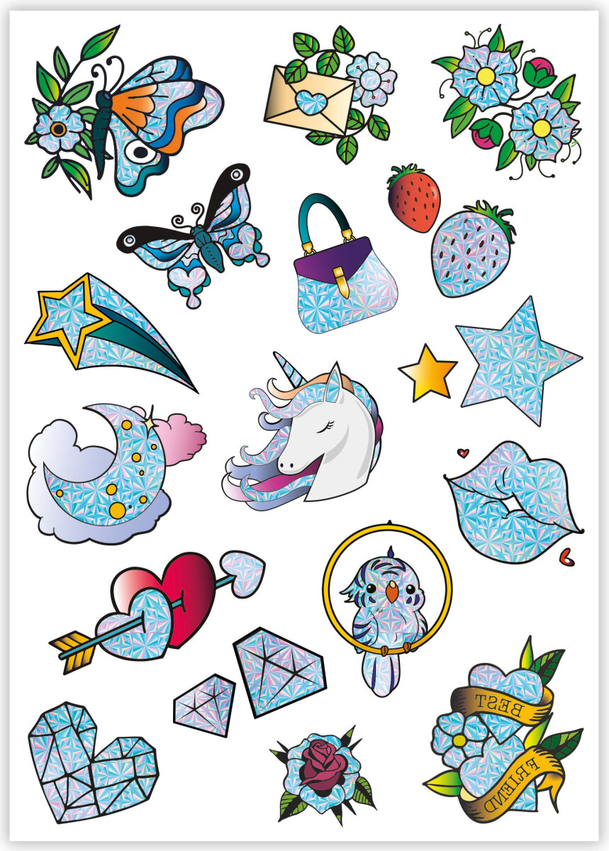 Tatoveringer Til Børn - Sparkly Tattoo - Crazy Chic - Clementoni
