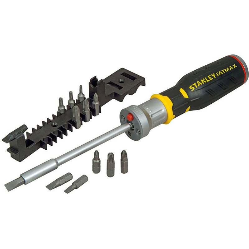 Tournevis porte embouts à cliquet avec LED + 12 embouts Stanley