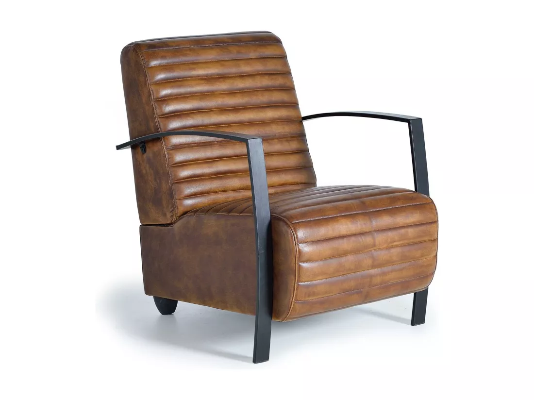 FAUTEUIL EN CUIR MARRON Marrón.Giner y Colomer.82x82x75