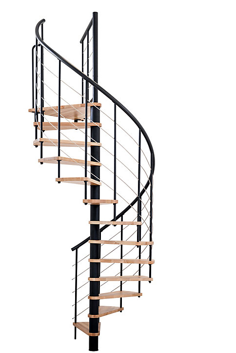 Escalier hélicoïdal FORTIA hêtre et acier noir 13 marches Dalaman