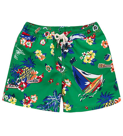 Polo Ralph Lauren Badeshorts - Reisender - Grün m. Print