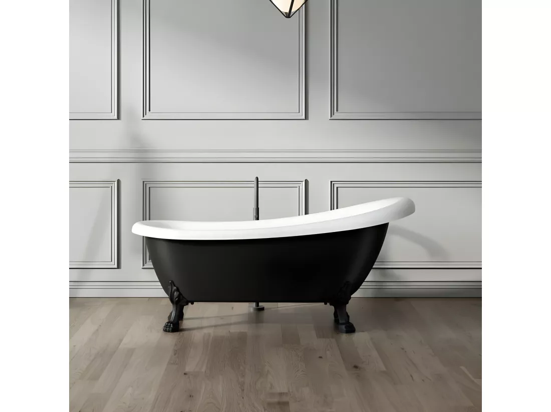 Baignoire ancienne rétro sur pieds RICHMOND Noire 171 cm Pieds de Lion Noirs