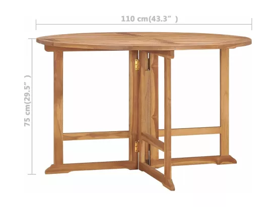 Table à dîner de jardin pliable Ø110x75 cm Bois massif de teck