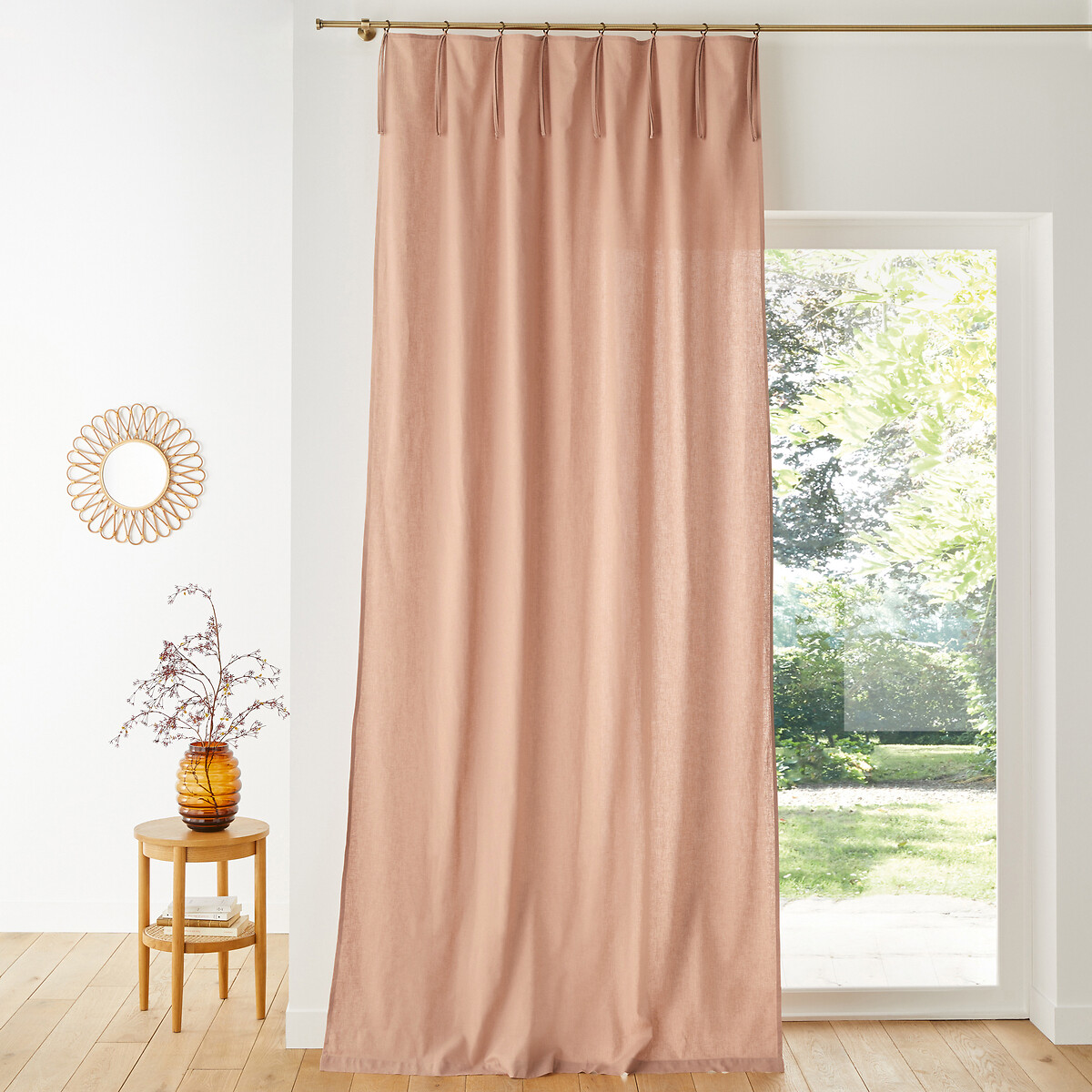 LA REDOUTE INTERIEURS<br>Cortina de meio linho com acabamento em laços e ilhós, Lincot